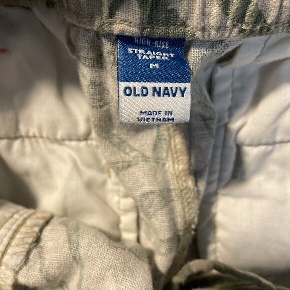 Old Navy Pants Womens Medium Linen High Rise Straight Taper Coastal Pull On - Picture 2 of 7